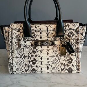 Coach Black and White Snakeskin Satchel